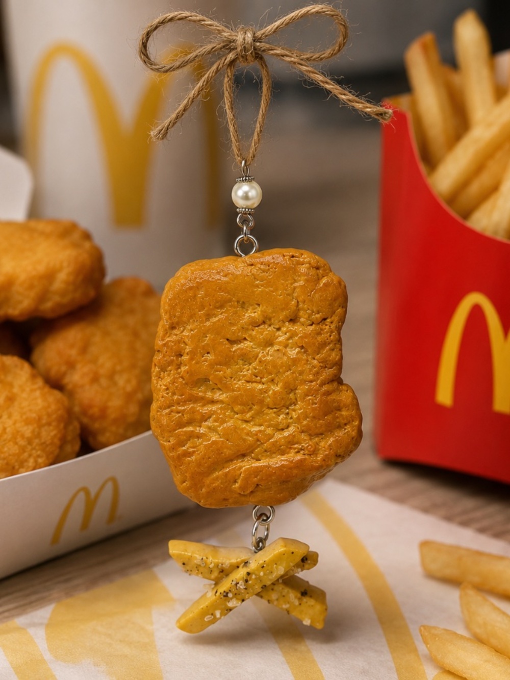 Chicken Nugget & French Fries Ornament | Handmade Fast Food Ornament, Funny Food